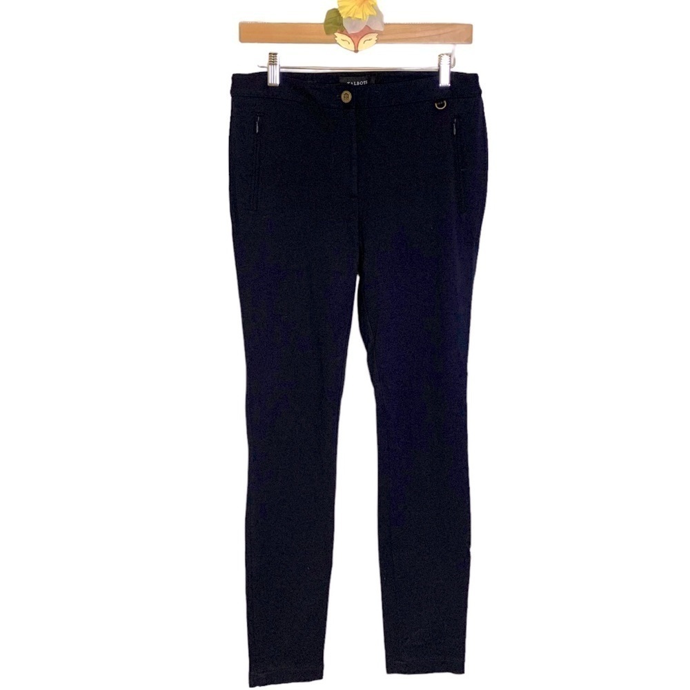 Talbots dress pants navy blue skinny ankle twill zip pocket size 6